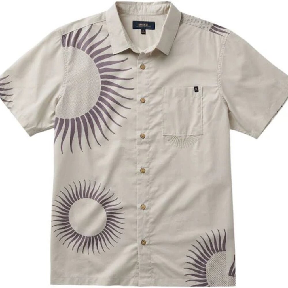 Roark Men's Gonzo Woven Short-Sleeve Shirt Shark Sun Rays